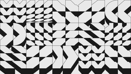 Abstract modern composition in brutalism style, Postmodern geometric ornament with simple shapes in monochrome colors, bold aesthetic, volumetric isometric pattern formed from brutal elements