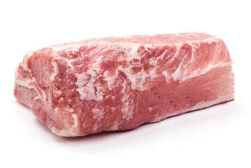 Raw pork loin, isolated on white background.