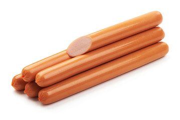 Pork hot dogs, isolated on white background.