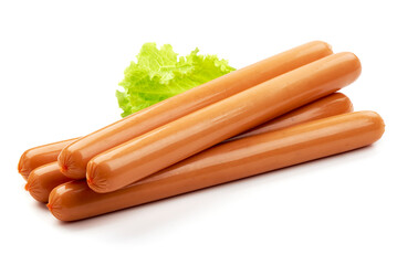 Pork hot dogs, isolated on white background.