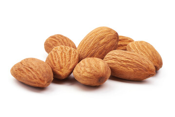 Almond nuts, isolated on white background.