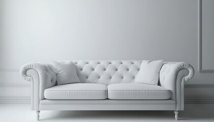 White sofa in modern interior. 3d render illustration mock up.