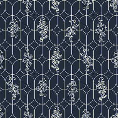 Seamless pattern with hand drawn ornament in style Art Deco with bunches of berries or currants. For wrapping paper, home decor other design projects