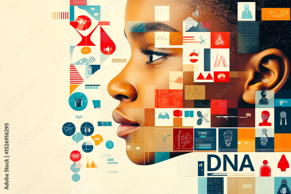 Poster Exploring the interplay of science and identity through artistic representation of DNA and human features