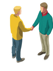 Two Individuals Shaking Hands in a Business Agreement Concept Illustration