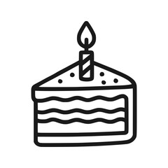 Sweet cake outline icon for dessert, bakery, and birthday themes.