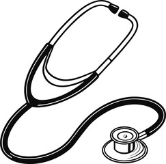 Minimalist Black and White Stethoscope Drawing for Medical Use

