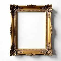 Ornate gold vintage picture frame, isolated on white , isolated, embossed