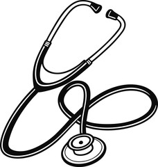 Minimalist Black and White Stethoscope Drawing for Medical Use

