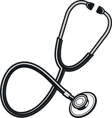 Minimalist Black and White Stethoscope Drawing for Medical Use

