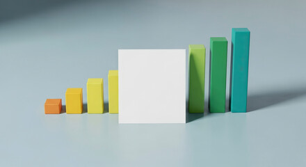 Colorful Bar Chart Graphic Illustrating Business Growth and Statistical Data on Light Blue Background