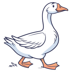 Obraz premium White Cartoon Goose Walking Vector Illustration
