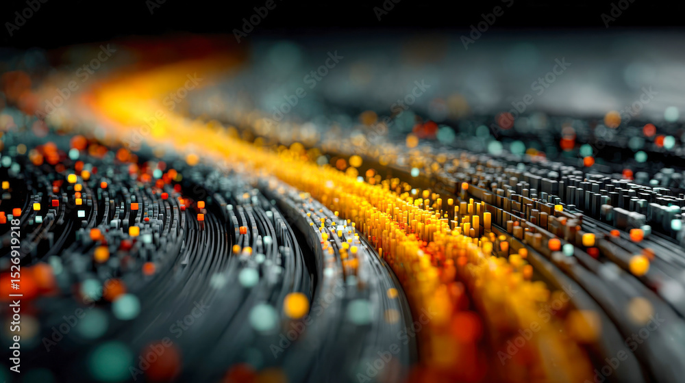 Fototapete Abstract visualization of colorful data streams flowing dynamically, symbolizing digital transfer and information flow