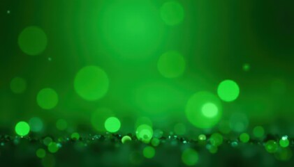 Green particles swirl, bokeh lights twinkle, festive backdrop , visual, magic, abstract
