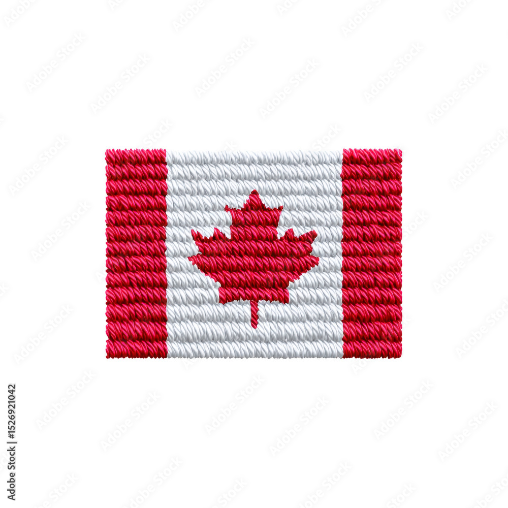 Poster rectangular patch features canadian flag design with red maple leaf centered on transparency backgro