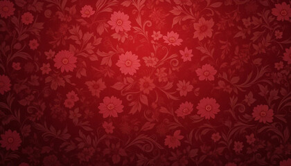 Rich Red Background with Subtle Floral Pattern Design