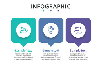 Modern business infographic template with 3 options or steps