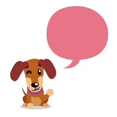 Vector cartoon character dachshund dog with speech bubble for design.