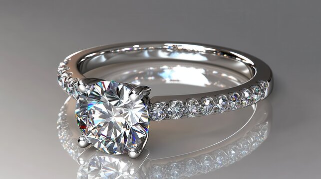 Exquisite diamond engagement ring featuring a brilliant round-cut stone set in a sleek band with sparkling side stones