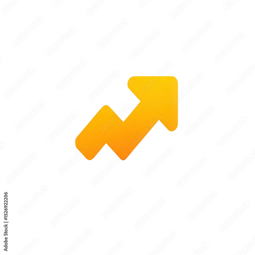Poster yellow upward arrow icon symbolizes growth and progress, often used in business and finance contexts