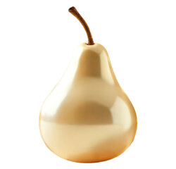 Pear with golden texture, glossy pearly luster PNG, cut out background