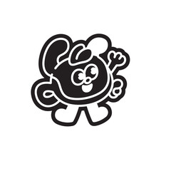 Cartoon cute black and white character vector illustration design graphic art