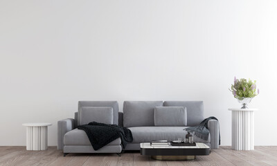 A cozy living room with a comfortable couch, coffee table, and decor