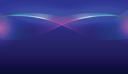abstract gradient flowing line wave pattern vector illustration design on dark blue background.