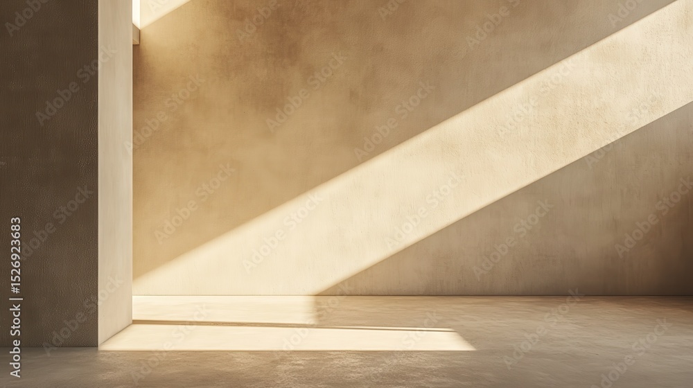 Poster geometric interplay of light and shadows on beige wall generative ai image
