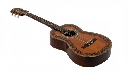 Mexican Guitar : Isolated Instrument - A beautiful Mexican guitar, isolated on white. Symbolizing music, culture, heritage, artistry, and tradition