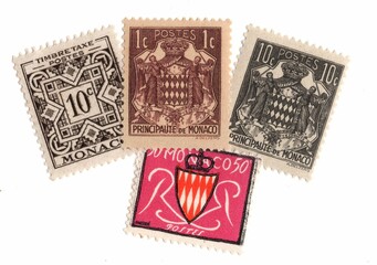 Vintage postage stamps from Monaco.