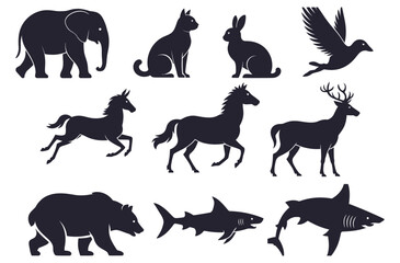 Obraz premium Wild animal silhouette set