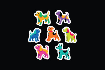 Colorful cartoon dogs illustration vector graphics 