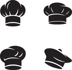 Chef Hats silhouette set vector illustration isolated On Transparent Background