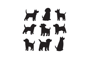 Dog silhouette vector art cute puppy animal pet illustration