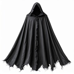 Naklejka premium Black Hooded Cape on White Background