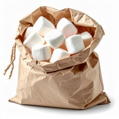 White and Pink Marshmallows in Brown Paper Bag