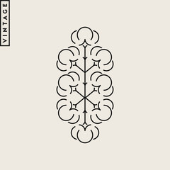 Outline style cotton vector. Vintage style cotton silhouette