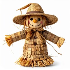 Smiling Straw Scarecrow Autumn Decoration