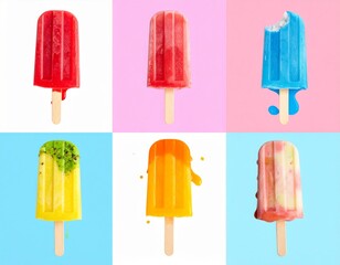 Colorful Popsicles on Pastel Background
