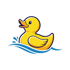 A cheerful yellow rubber duck floating on water