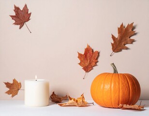 Autumn Still Life with Pumpkin and Candle
