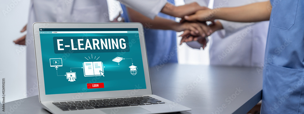 Aufkleber e-learning website with brisk sofware for student to study online on the internet network