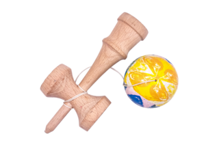 Kendama and ball on a white background