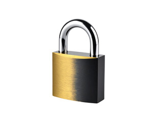 Fototapeta premium Modern Black and Gold Lock on Isolated White Surface