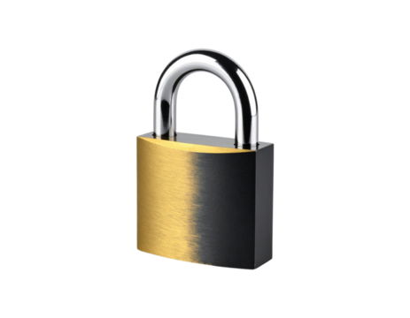 Modern Black and Gold Lock on Isolated White Surface - Powered by Adobe