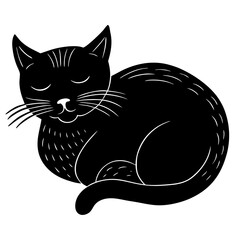 black and white cat vector