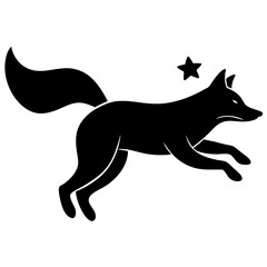 black silhouette of a wolf
