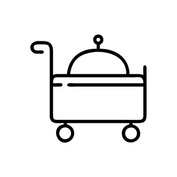 recommend clip art: Hotel room service trolley outline icon, isolated on white background