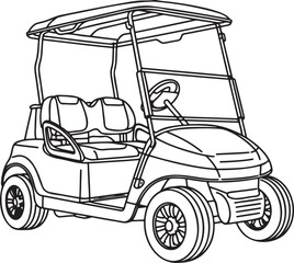 Golf Cart outline vector illustration isolated On Transparent Background